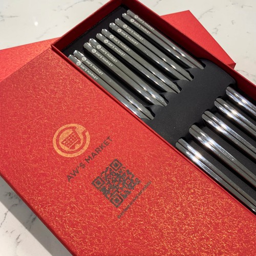 Aw's Market Limited Edition Stainless Steel Chopsticks (Silver)